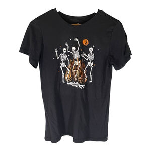 Kid’s Skeloton Holloween T-Shirt S(4-6) Black‎ Orange White Casual Fits Women
